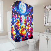 「ネオン・プールサイドダッキー(アヒルちゃん)」 シャワーカーテン (インサイチュ)