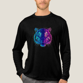 ネオン ホワイトタイガー - グローイング サイバーパンクの野生生物アート トライブレンドTシャツ