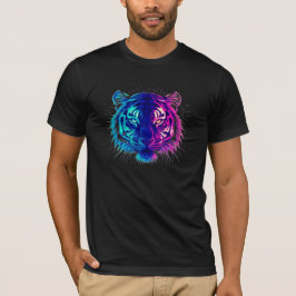 ネオン ホワイトタイガー - グローイング サイバーパンクの野生生物アート Tシャツ