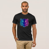 ネオン ホワイトタイガー - グローイング サイバーパンクの野生生物アート Tシャツ (正面フル)