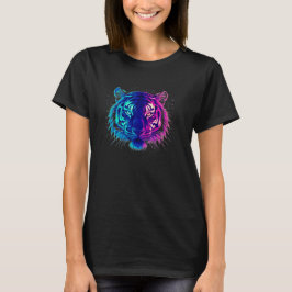 ネオン ホワイトタイガー - グローイング サイバーパンクの野生生物アート Tシャツ