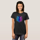 ネオン ホワイトタイガー - グローイング サイバーパンクの野生生物アート Tシャツ (正面フル)