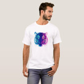 ネオン ホワイトタイガー - グローイング サイバーパンクの野生生物アート Tシャツ (正面フル)