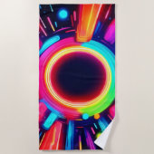 ネオン・ボルテックス・オブ・ライト・アート ビーチタオル (正面)