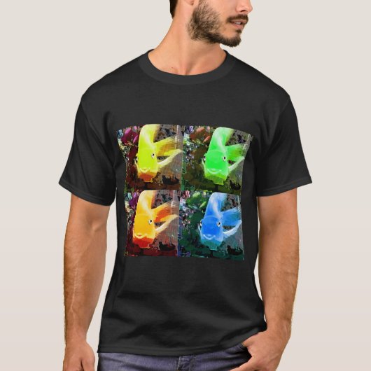 ネオン ポップアート 幸せな魚 Tシャツ (正面)