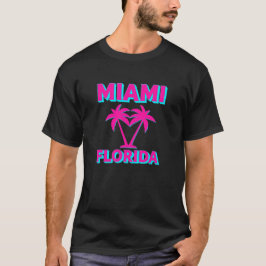 ネオン・マイアミ・バイス風レトロ80年代トロピカルパームツリー Tシャツ