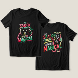 ネオン・マジカル・クリスマス・ベア 女性用あったかホリデーTシャツ トライブレンドTシャツ