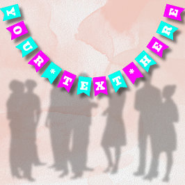 ネオン マゼンタとターコイズの無地 | オーダーメイド バンティングフラッグ