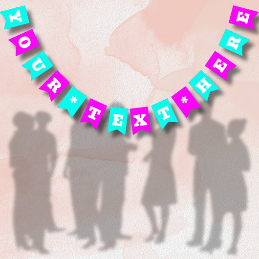 ネオン マゼンタとターコイズの無地 | オーダーメイド バンティングフラッグ