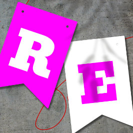 ネオン マゼンタとホワイト カラー | カスタマイズ バンティングフラッグ