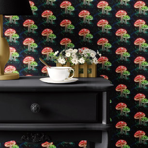 ネオン・マッシュルーム・オン・ブラック 壁紙