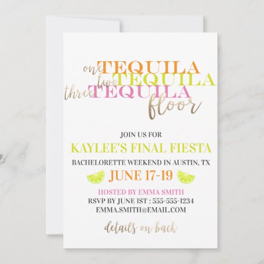 ネオン モダン ファイナル フィエスタ ブライズゲットウィークエンド 招待状 (正面)