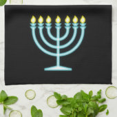 ネオン（ユダヤ教）メノラー キッチンタオル (折り畳み)