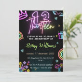 ネオン ライト 13歳の誕生日 招待状 (スタンド正面)