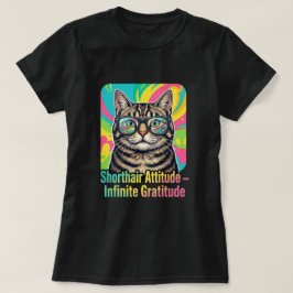 ネオン レインボー タビーキャット サングラス アート Tシャツ