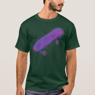 ネオン レトロ スケートボード デザイン ギフト Tシャツ