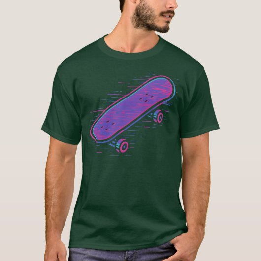 ネオン レトロ スケートボード デザイン ギフト Tシャツ (正面)