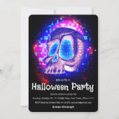 ネオン レトロ ディスコ ドクロ ハロウィンパーティー 招待状 (正面)