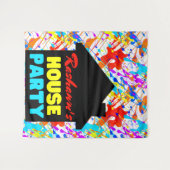 ネオン レトロ ヒップホップ テーマ ハウス パーティー タペストリー (正面(横))