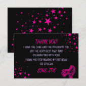 ネオン レトロ ローラースケート 誕生日 サンクスカード (正面/裏面)