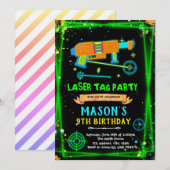 ネオン レーザータグ 男の子 テーマ 招待状 (正面/裏面)
