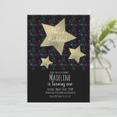 ネオン ロックスター ギター フェイク ゴールド スター 誕生日 招待状 (スタンド正面)