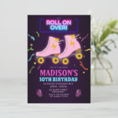 ネオン ローラースケート 誕生日招待状 招待状 (スタンド正面)