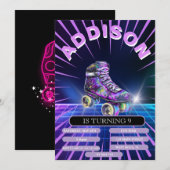 ネオン ローラー スケート パーティー ご招待 招待状 (正面/裏面)