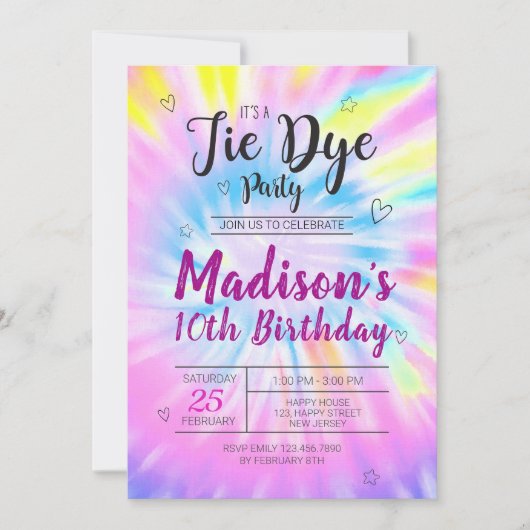 ネオン ローラー スケート 誕生日 招待状 (正面)