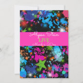 ネオン、絵を描(ばちゃばちゃ)跳ねる、バルミツワー招待状 招待状 (正面)