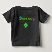 ネオン、緑、青、黄色のゲーマーTシャツでのゲーム ベビーTシャツ (裏面)