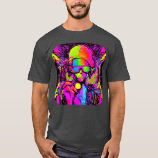 ネオン 蛍光 UV エレクトロ ミュージック パーティー 家族 Tシャツ