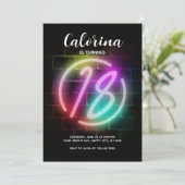 ネオン 誕生日招待状 18歳の女の子の誕生日 招待状 (スタンド正面)