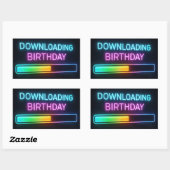 ネオン 誕生日 コンピューター ダウンロード バー 長方形シール (シート)