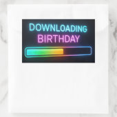 ネオン 誕生日 コンピューター ダウンロード バー 長方形シール (バッグ)