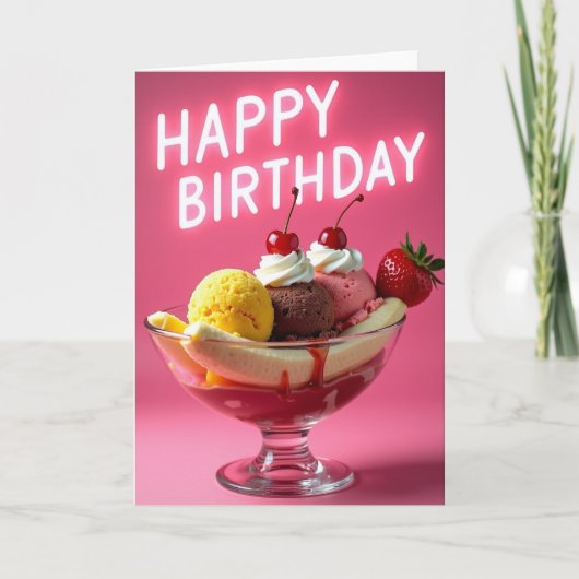 ネオン 誕生日 デザート カード (正面)