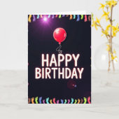 ネオン 誕生日 風船 カード (黄色い花)