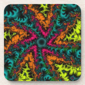 ネオン |青とオレンジのフラクタルアート コースター (正面)