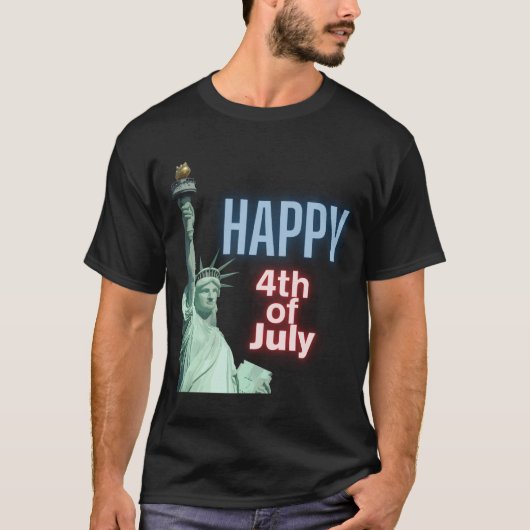 ネオン 7月4日 自由の女神 Tシャツ (正面)