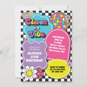 ネオン 90年代 レトロ Eleven is a Vibe 11歳の誕生日 招待状 (正面)