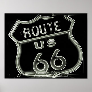 ネオン「Route 66」写真 ポスター