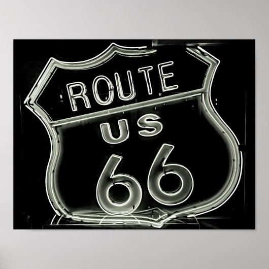 ネオン「Route 66」写真 ポスター (正面)