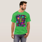 ネオン UV スタイル ビンテージ 80年代 レトロ 少女 Tシャツ (正面フル)