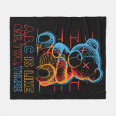 ネオンABCテディベア フリースブランケット (正面(横))