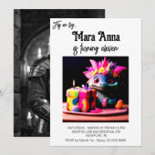 *~* ネオンAP88ベイビードラゴン写真誕生日パーティー 招待状 (正面/裏面)