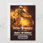 ネオンATVクワッドバイクニーズ4スピード誕生日少年 招待状 (正面)