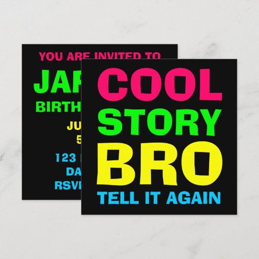 ネオンCool storyブロ 招待状 (正面/裏面)