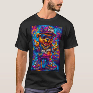 ネオンEKNAKHONラップベアTシャツ - グローグラフィティ Tシャツ
