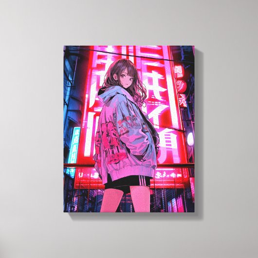 ネオンJKアートパネル｜寿司娘 Art Panel GenerativeAI キャンバスプリント (正面)