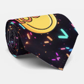 ネオンRave-PLURピルインスパイアハートブラックロゴ ネクタイ (ロール)